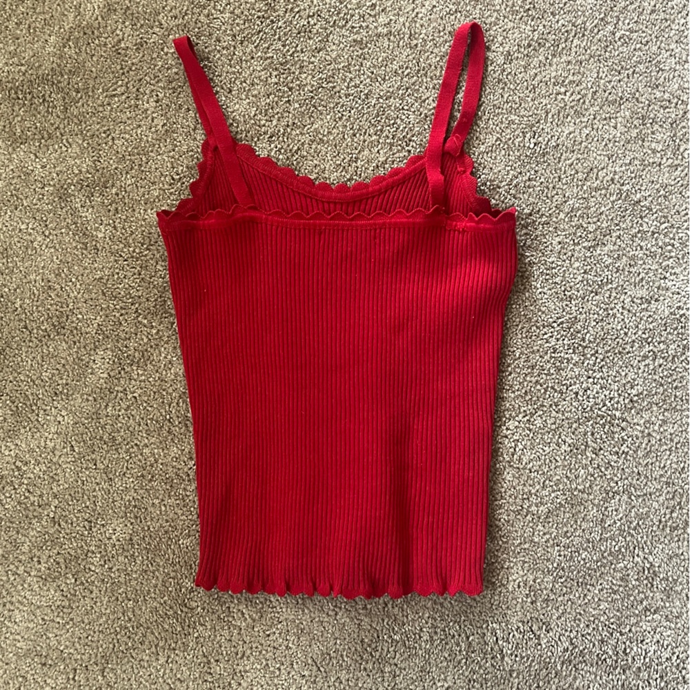 Red Ribbed Camisole Top - Picture 2 of 3